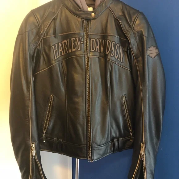 Harley Davidson Women’s Reflective Willie G Skull Genuine Leather Jacket MEDIUM - Picture 1 of 6
